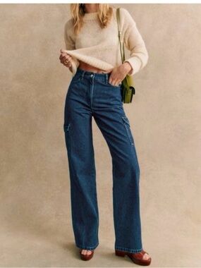 Sezane high waist cargo jeans